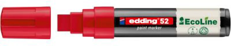 Marker cu vopsea pe baza de apa Edding Ecoline 52, corp din plastic reciclat, varf tesit, 4-15 mm, rosu