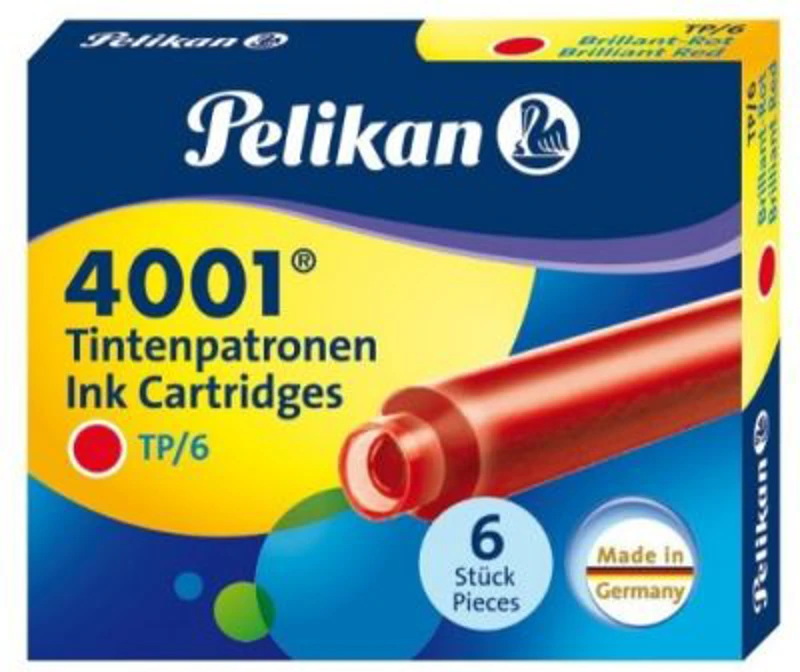 Patroane cerneala scurte (rezerve) Pelikan 4001 301192, cerneala rosie, set 6 buc
