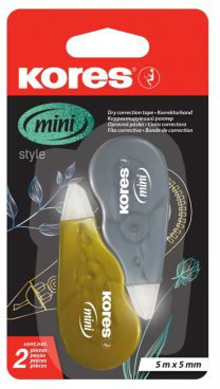 Banda corectare Kores mini, 5 m x  5mm, argintiu si auriu, 2 bucati/blister