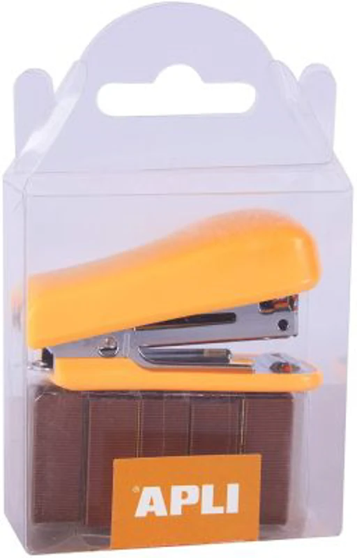 Capsator de buzunar Apli, 20 coli, 2000 capse x nr 10, portocaliu
