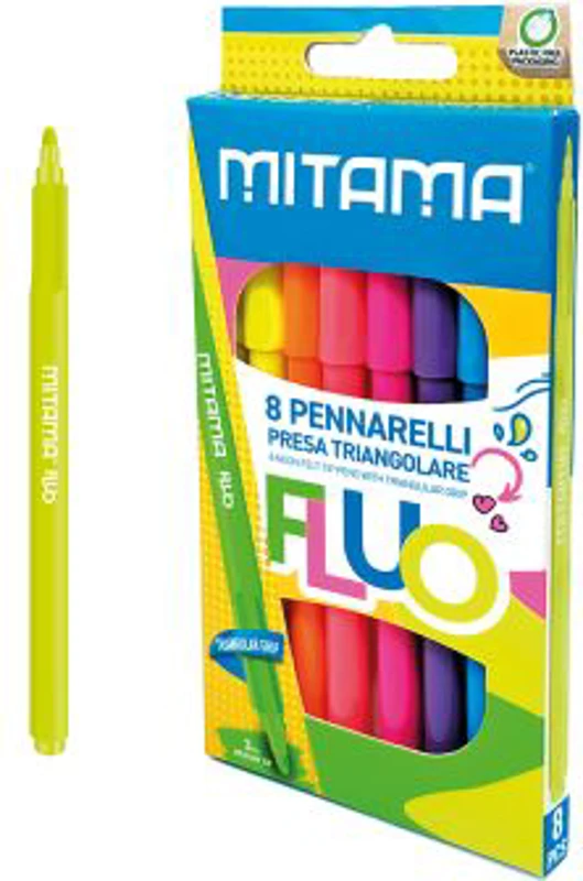 Set carioci Mitama, 8 culori Fluo