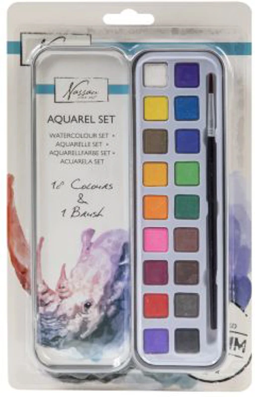 Set de culori acuarele Creative Craft, 18 culori si pensula