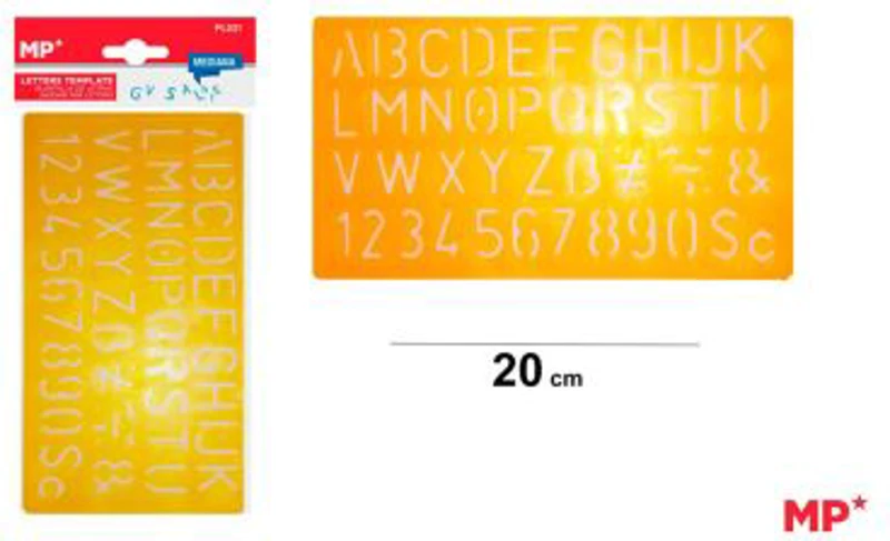 Sablon plastic Main Paper, 20 cm, litere si cifre, blister