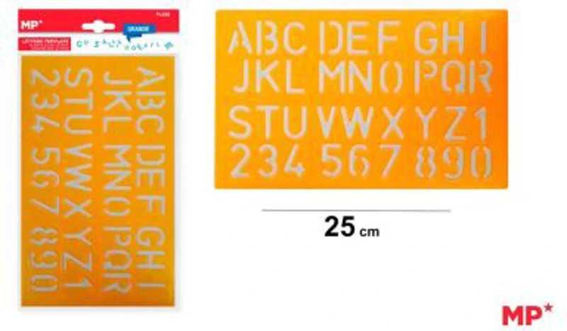 Sablon plastic Main Paper, 25 cm, litere si cifre, blister