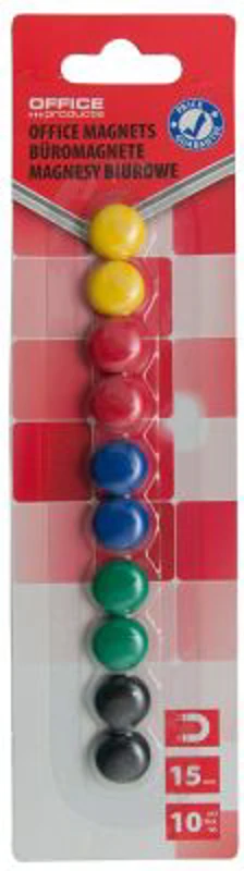 Magneti pentru table Office Products, 15 mm, 10 bucati/set, culori asortate