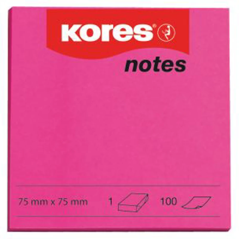 Notite adezive, Kores, 75 x 75 mm, magenta, 100 file