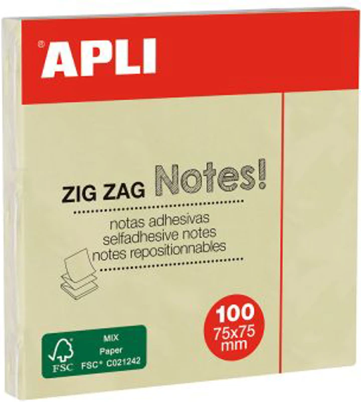 Notite adezive, Apli, 75 x 75 mm, galben, 100 file/bucata