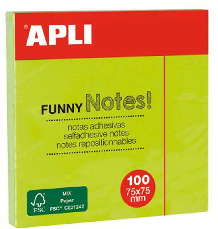Notite adezive, Apli, 75 x 75 mm, verde, 100 file