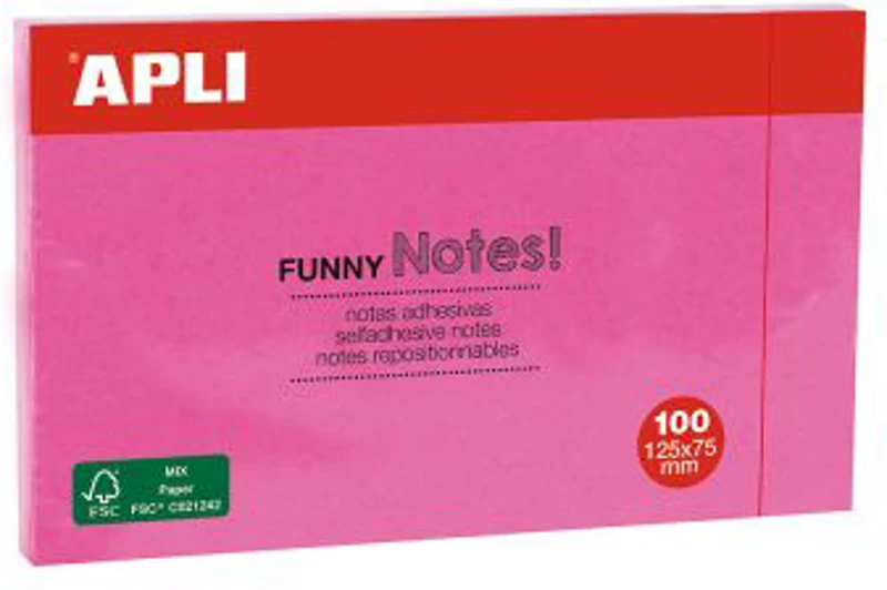 Notite adezive, Apli, 125 x 75 mm, magenta, 100 file/set