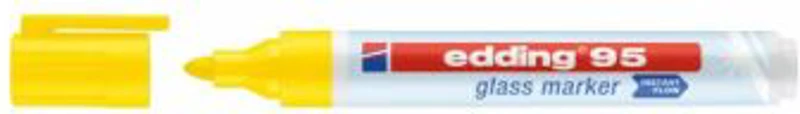 Marker pentru sticla Edding 95, corp plastic, varf rotund, 1. 5-3 mm, galben