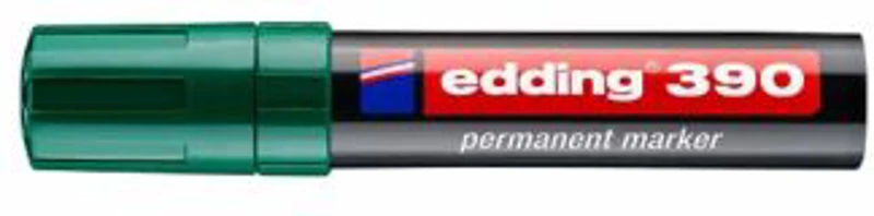 Marker permanent Edding 390, corp plastic, varf retezat 4-12 mm, verde