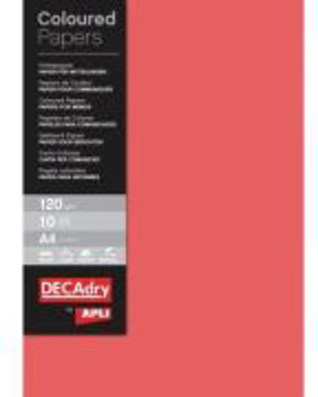 Hartie colorata A4 DECAdry 12171, 120g/mp, rosu, top 10 coli