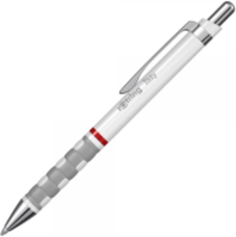 Pix cu bila Rotring Tikky, 0. 7mm, cu mecanism, grip cauciucat, alb