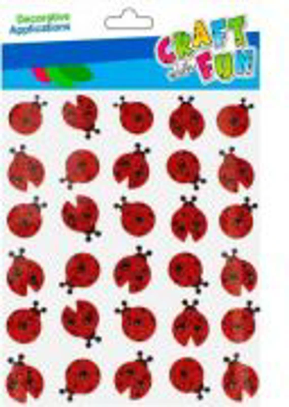 Forme decorative - hartie gumata autoadeziva - buburuze, rosu, set 30 buc, Craft with Fun, 501870