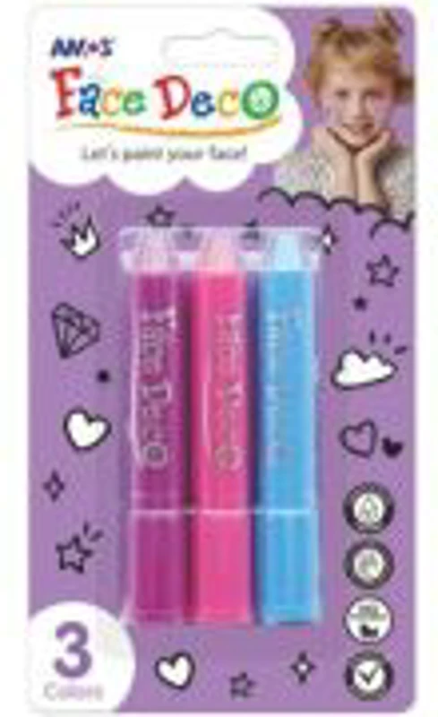 Face Deco AMOS FD5B3G Printesa - set de 3 culori: bleu, roz, siclam