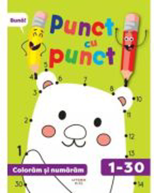 Punct cu punct. Coloram si numaram de la 1 la 30