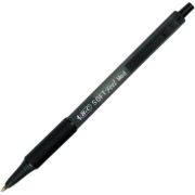 Pix cu bila Bic SoftClic, 1. 0mm, cu mecanism, corp semitransparent in culoarea scrisului, grip cauciucat, Negru