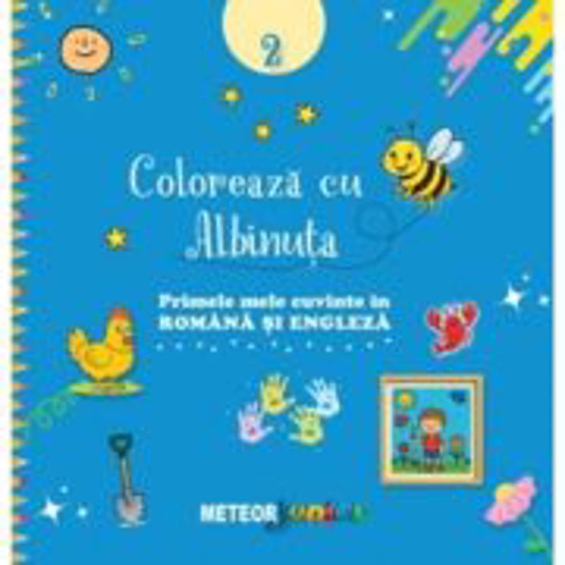 Coloreaza cu albinuta 2. Primele mele cuvinte in romana si engleza