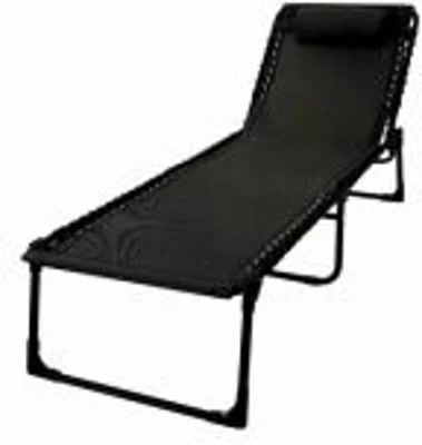 Sezlong pliabil din otel 189x59x34 cm din otel si fir textilene MESTERINO KJF3797, culoare neagra