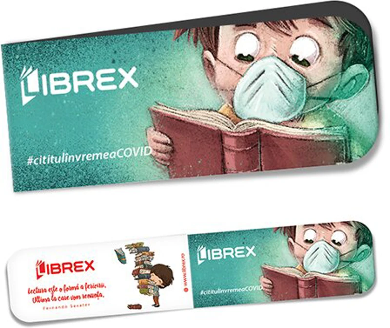Semn de carte magnetic - Baietel cu masca citind