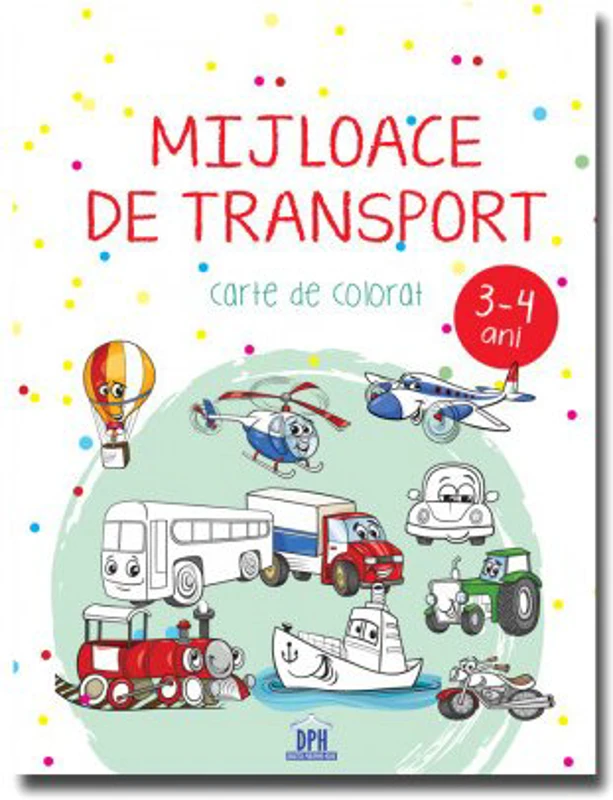 Mijloace de transport - 3-4 ani - carte de colorat