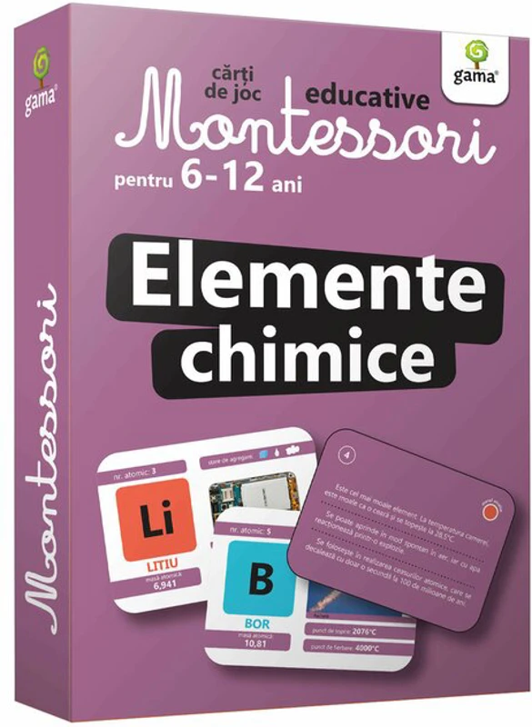Elemente chimice. Carti de joc educative Montessori 6-12 ani