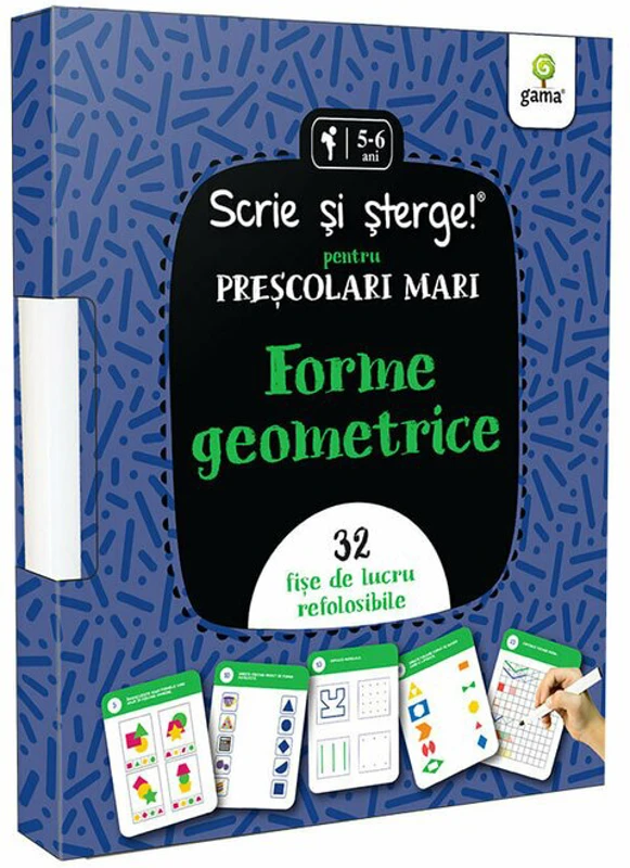 Scrie si sterge! pentru prescolari mici. Forme geometrice. 32 fise de lucru refolosibile