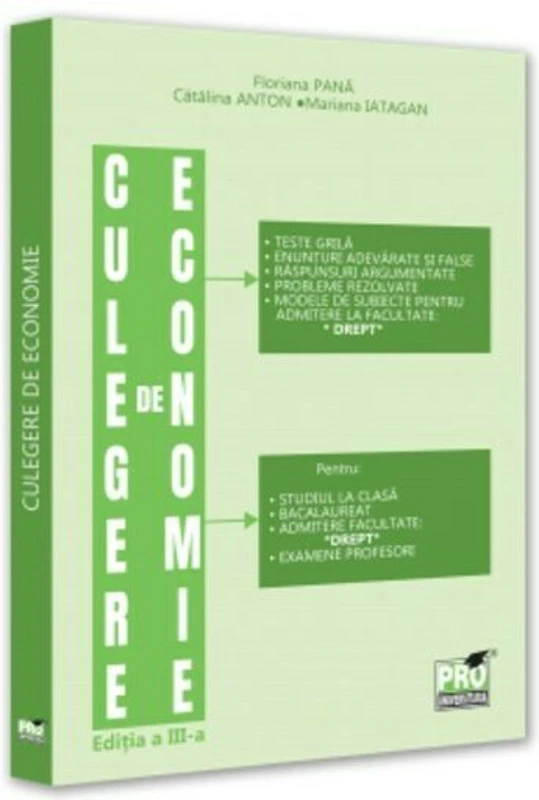 Culegere de economie pentru admiterea la Facultatea de Drept