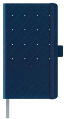 Agenda nedatata A5 Castelli, coperta rigida bleumarin/argintiu, elastic bleumarin, dictando ivory, cutie eleganta neagra