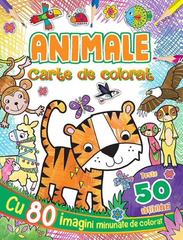 Animale. Carte de colorat cu peste 50 abțibilduri