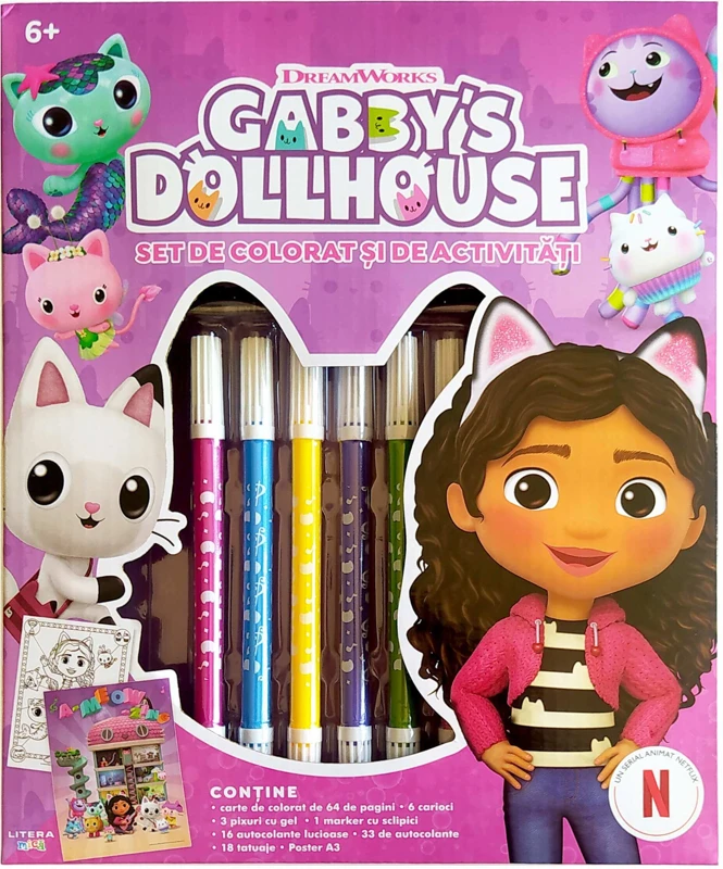 Gabby's Dollhouse. Set de colorat si de activitati