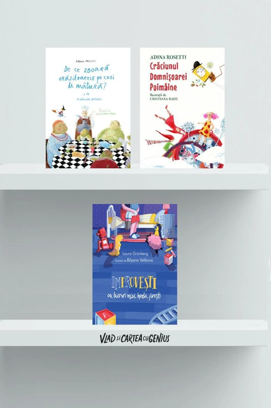 Pachet 3 povești cu întrebări fantastice (Crăciunul Domnișoarei Poimâine, De ce zboară vrăjitoarele..., Improvești) - Adina Rosetti