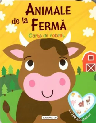 Animale de la fermă. Carte de colorat cu 100 de abțibilduri