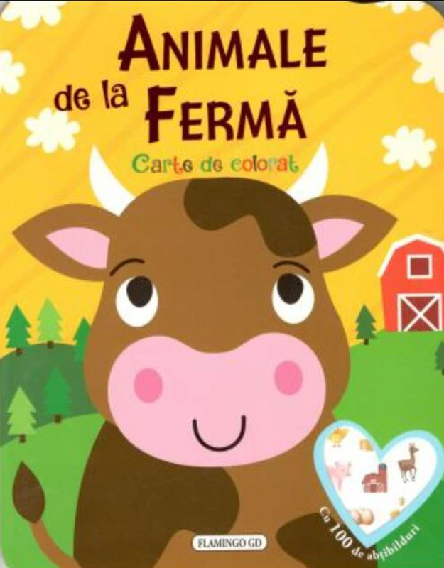 Animale de la fermă. Carte de colorat cu 100 de abțibilduri
