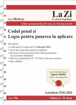 Codul penal și Legea pentru punerea în aplicare. Cod 790. Actualizat la 25.01.2024