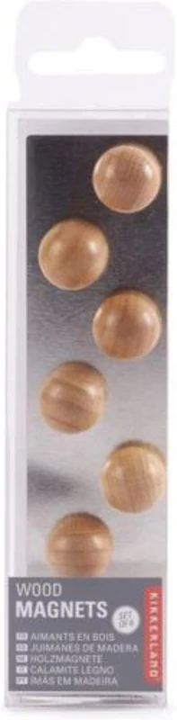 Kikkerland Wood Magnets (Set of 6), Brown