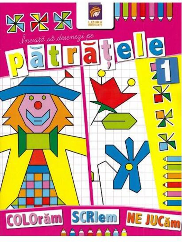Învață să desenezi pe pătrățele 1. Carte de colorat