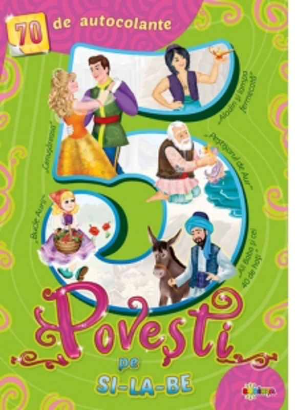 5 Povesti pe si-la-be (verde, cu 70 autocolante)