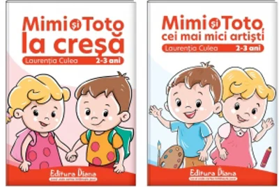 Set doua carti, A4, anteprescolari 2-3 ani (1. Mimi si Toto la cresa; 2. Mimi si Toto cei mai mici artisti)