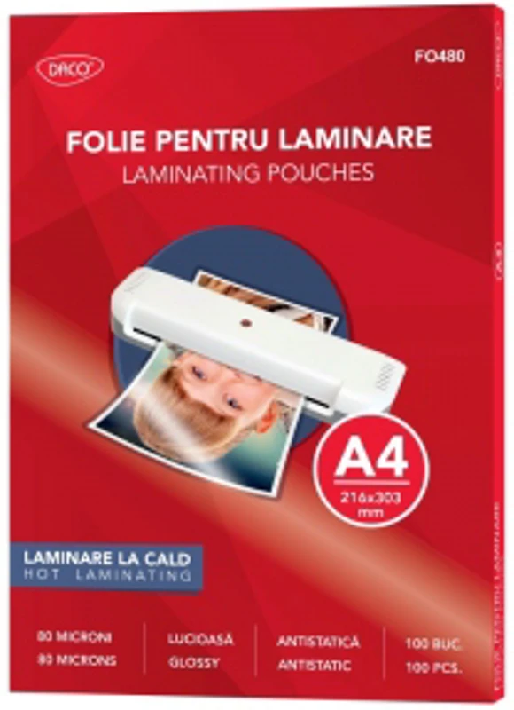 Folie laminare A4 80 microni 100/top, Daco FO480