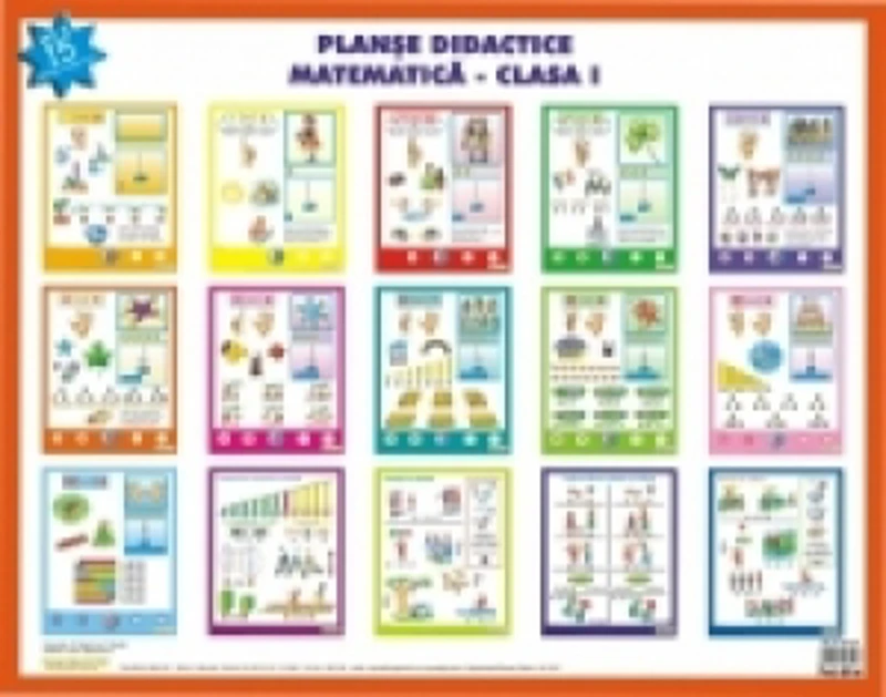 Set 15 planse didactice 50x70cm - Matematica clasa I. Adunarea si scaderea