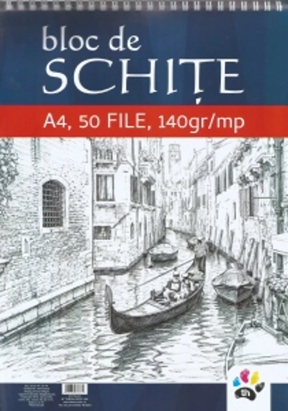 Bloc de schite, A4 spiralat, 50 file, hartie 140g/mp