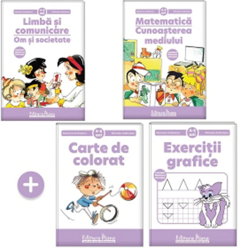 Pachet educational 4-5 ani, M. Andreianu (Set + Exercitii grafice + Carte de colorat)