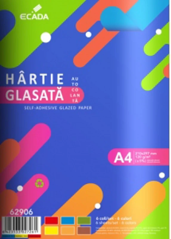 Hartie glasata autocolanta, 6 file/set ECADA