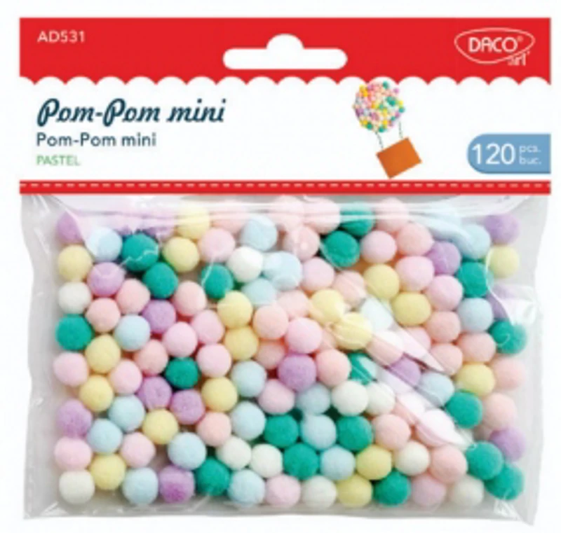 Accesorii craft, Pom-pom mini pastel DACO, AD531