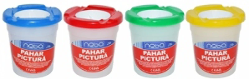 Pahar plastic pentru pictura cu suport pensule