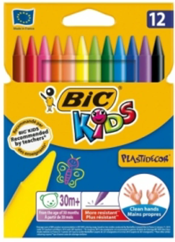 Creioane cerate 12 culori Plastidecor Bic