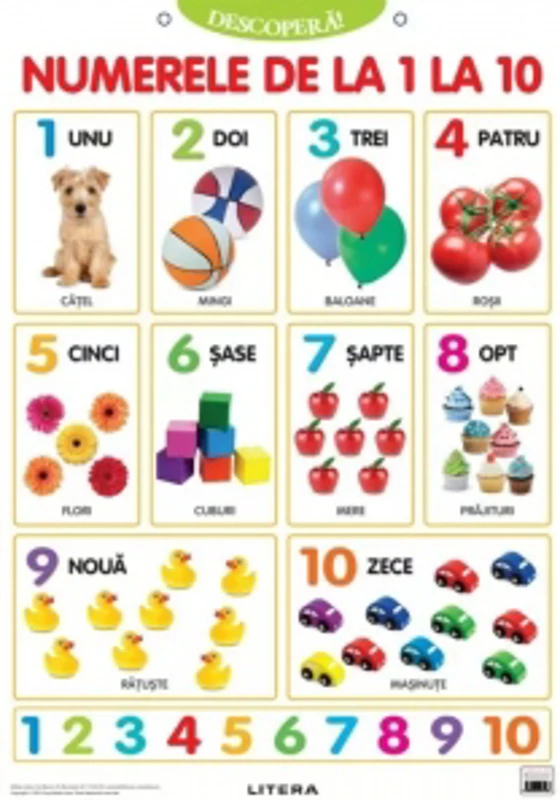 Descopera! Numerele de la 1 la 10 (planse educationale)