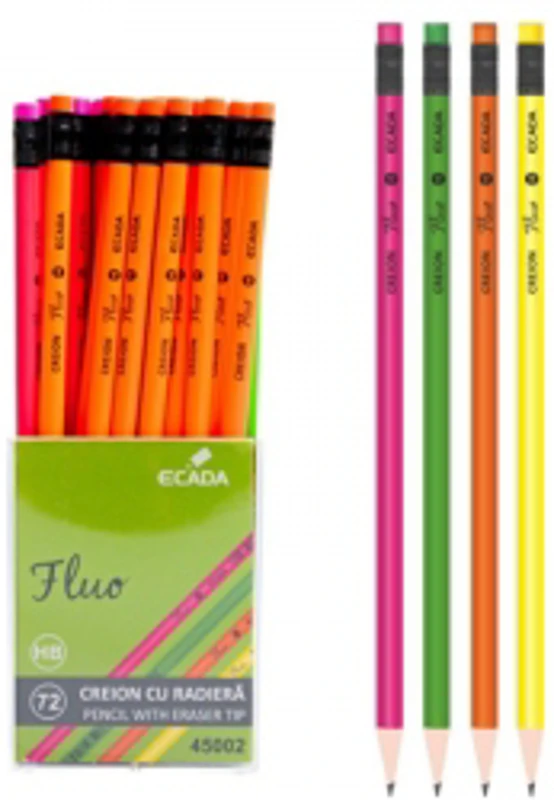 Creion negru cu radiera FLUO ECADA