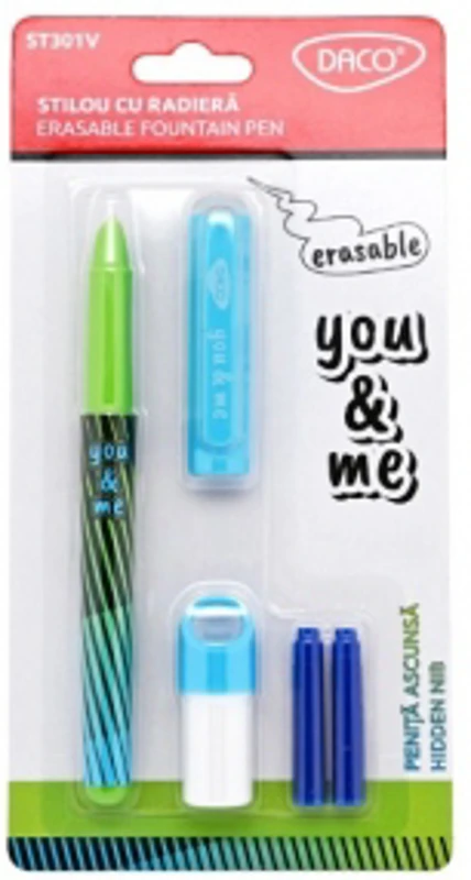 Stilou cu radiera penita ascunsa You&Me DACO ST301V, verde